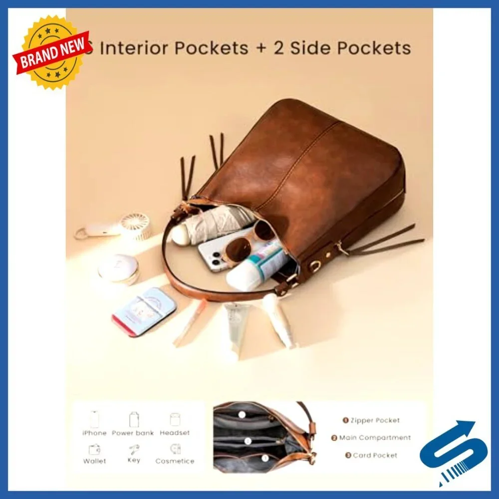 Large Faux Leather Hobo Crossbody Bag with Multiple Pockets and Adjustable Strap